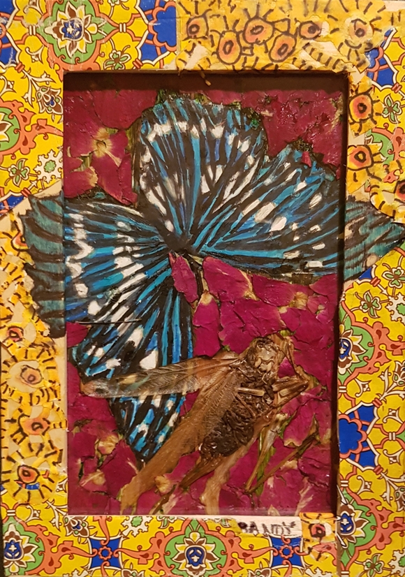 la sauterelle et le papillon - 17,5x12,5cm